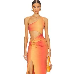 One Shoulder Orange Dress